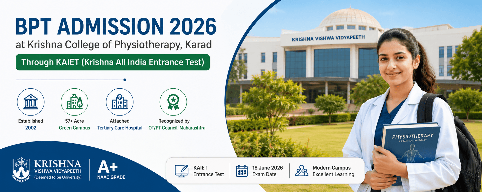 BPT Admission at Krishna College of Physiotherapy, Karad – Complete Information