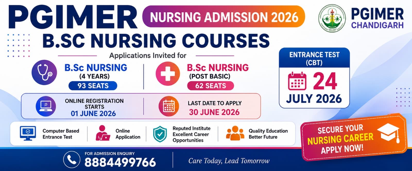 PGIMER B.Sc Nursing Admission 2026: അപേക്ഷ ആരംഭിച്ചു, പ്രവേശന പരീക്ഷ ജൂലൈ 24ന്