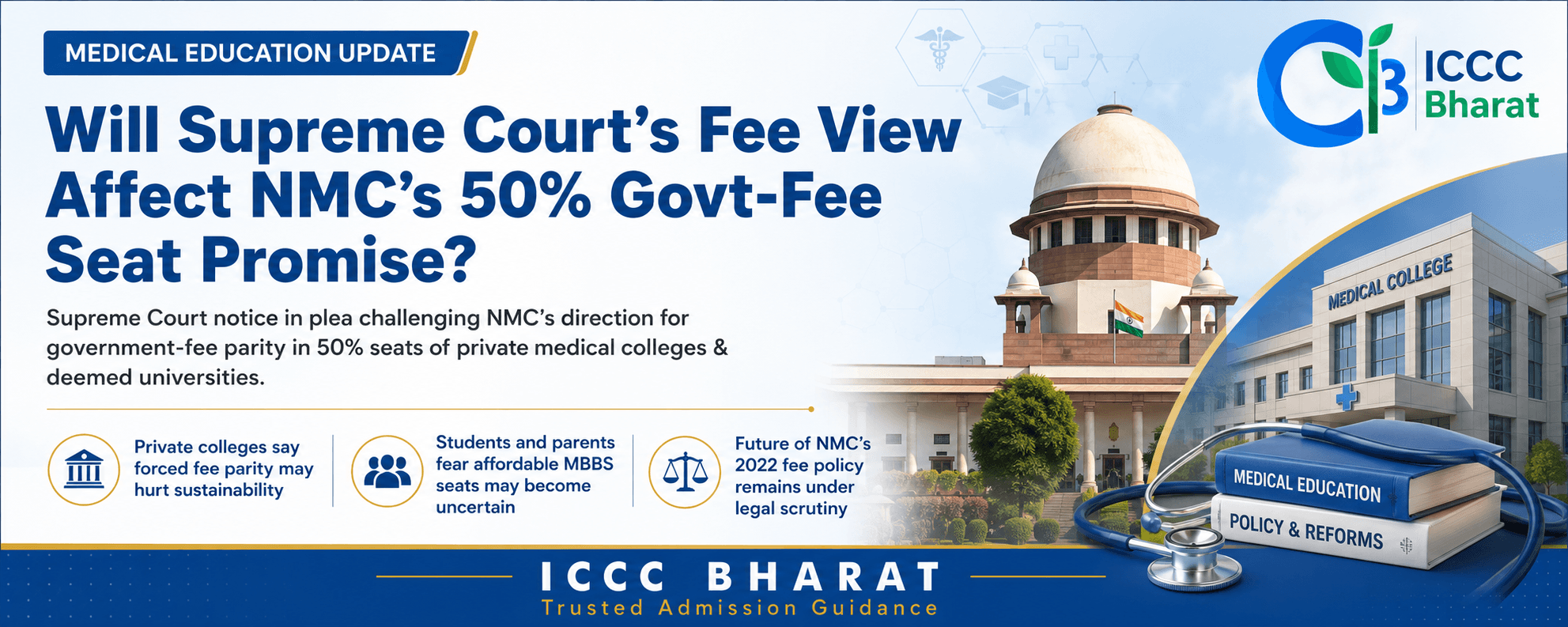 Medical Education Fee Shock: Will Supreme Court’s Private College Fee View Affect the Promise of Government-Fee Seats in 50% Private Medical College Seats?